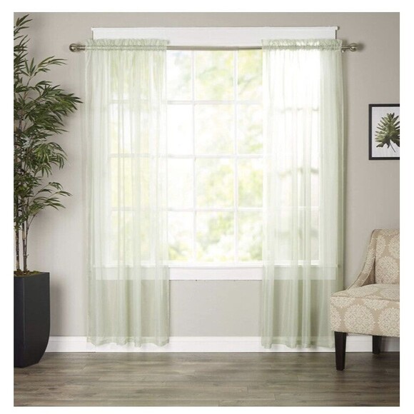 Elegant Comfort Other - Sheer Window Curtains Drape Panels Treatment Sage Green Size 60"" x 84"" 2 Pcs